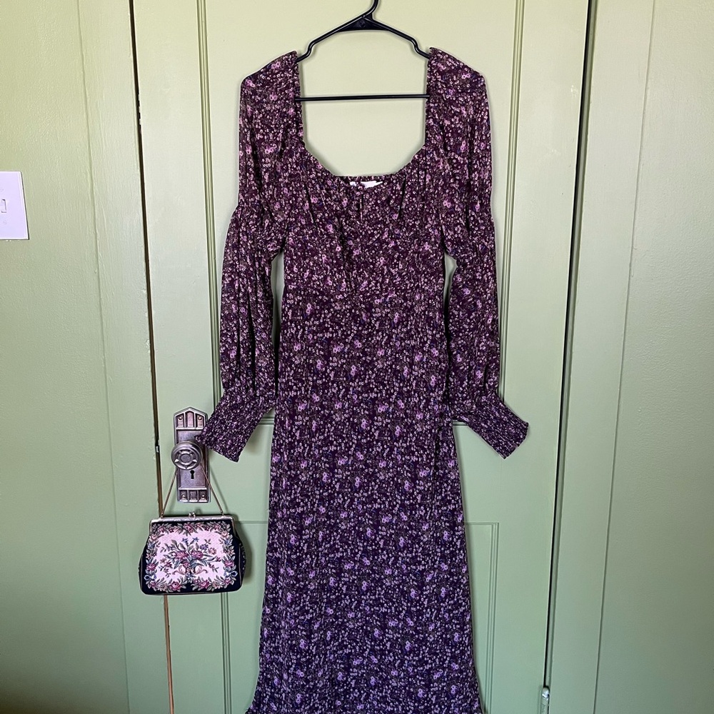 Astr The Label Purple Floral Midi Dress